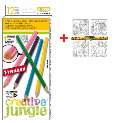Pastelky drevené 12ks trojhranné Premium