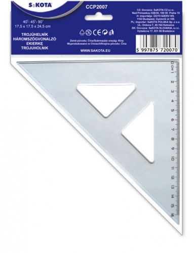 Trojuholník s kolmicou samostatne balený 16 cm