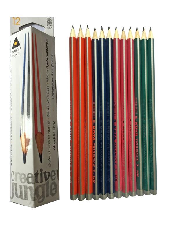 Ceruzka grafitová trojhranná bez gumy HB 12ks
